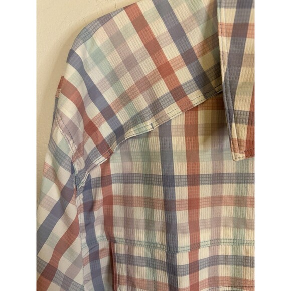 COOLIBAR Nassau Fishing Shirt Men Large Pastel Gingham Button Up UPF 50+ - Picture 9 of 16